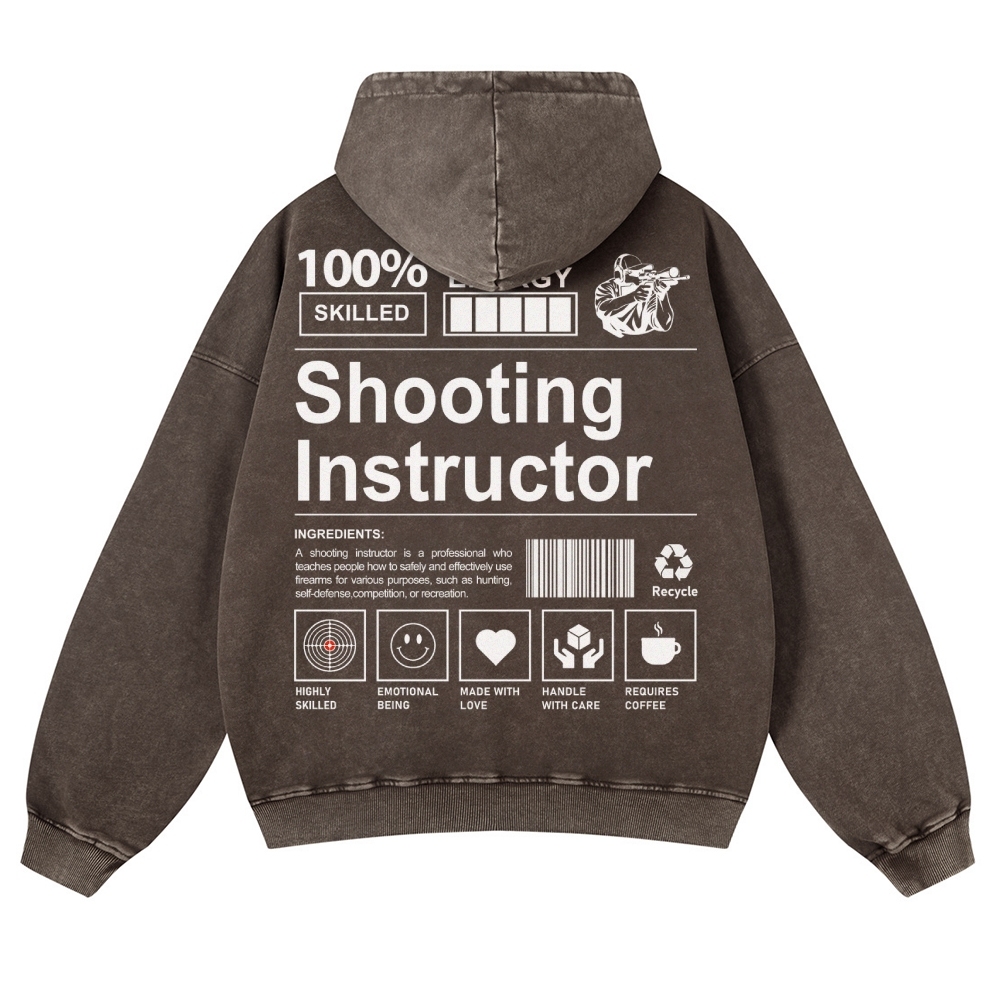 Shooting Instructor Printed Vintage Washed Hoodie-moweekender