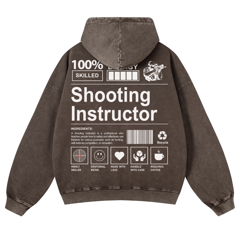 Shooting Instructor Printed Vintage Washed Hoodie-moweekender