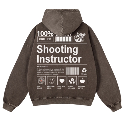 Shooting Instructor Printed Vintage Washed Hoodie-moweekender