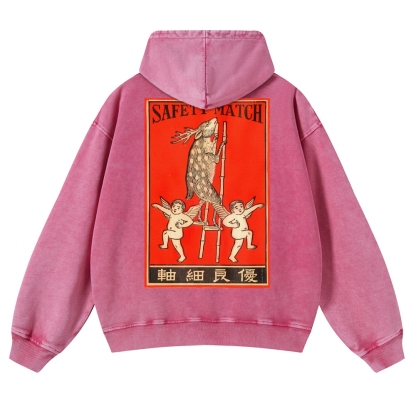 Deer On Stilts Pattern Vintage Washed Hoodie-moweekender