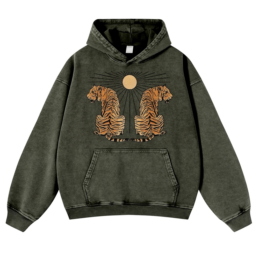 Sun And Tiger Casual Vintage Washed Hoodie-moweekender