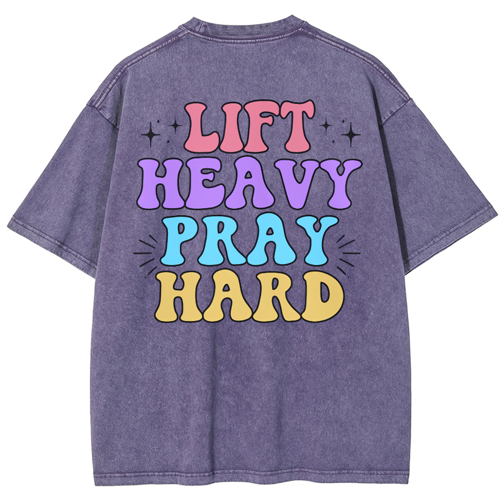 Lift Heavy Party Hard Unisex Fit Washed Oversized T-Shirt-moweekender