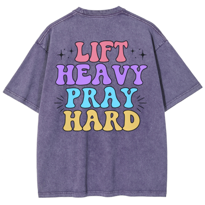 Lift Heavy Party Hard Unisex Fit Washed Oversized T-Shirt-moweekender