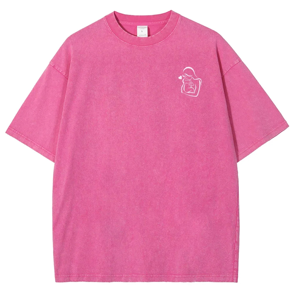 Mom Pattern Washed Vintage Short Sleeves T-Shirt-moweekender