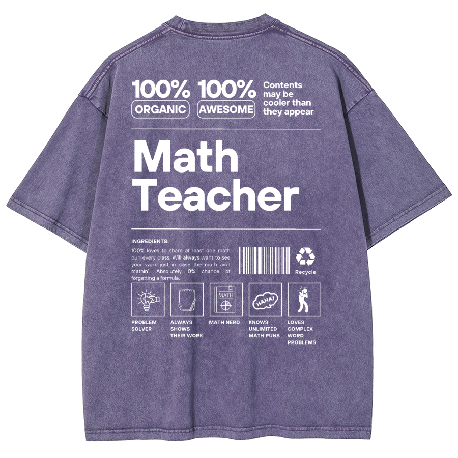 Math Teacher Unisex Fit Washed Oversized T-Shirt-moweekender