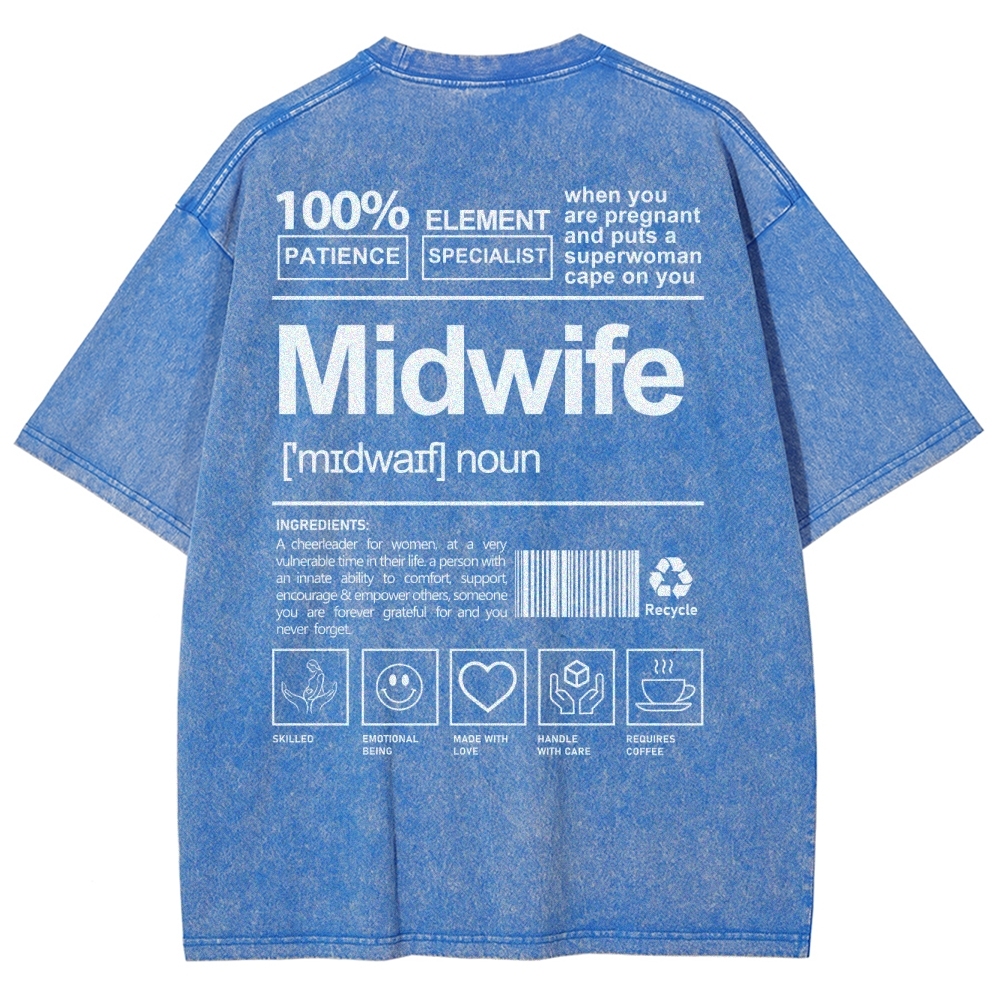 Midwife Unisex Fit Washed T-Shirt-moweekender