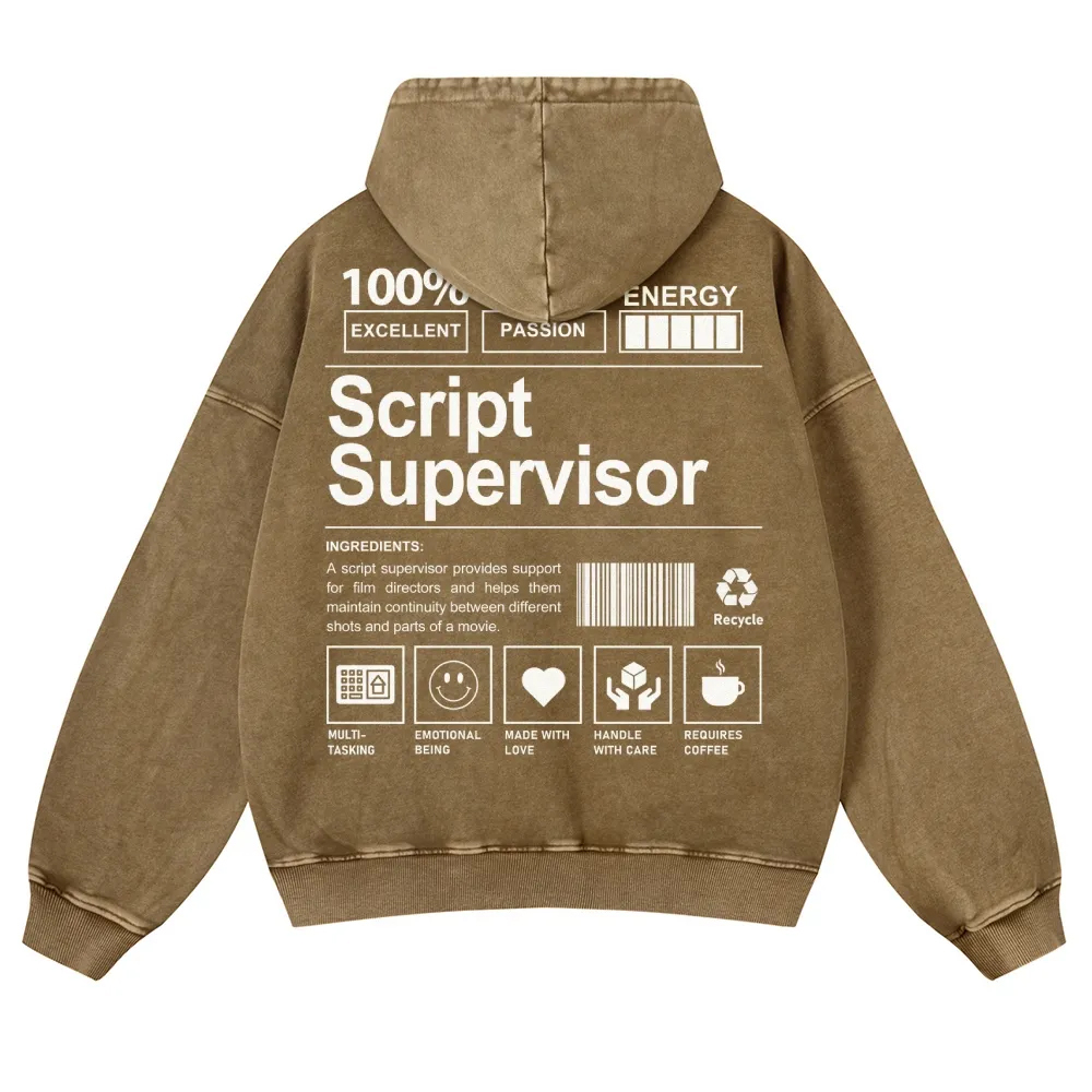 Script Supervisor Printed Vintage Washed Hoodie-moweekender