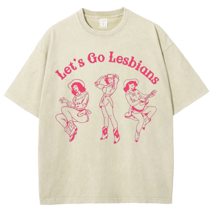 Lets Go Lesbians Washed Oversized T-Shirt-moweekender
