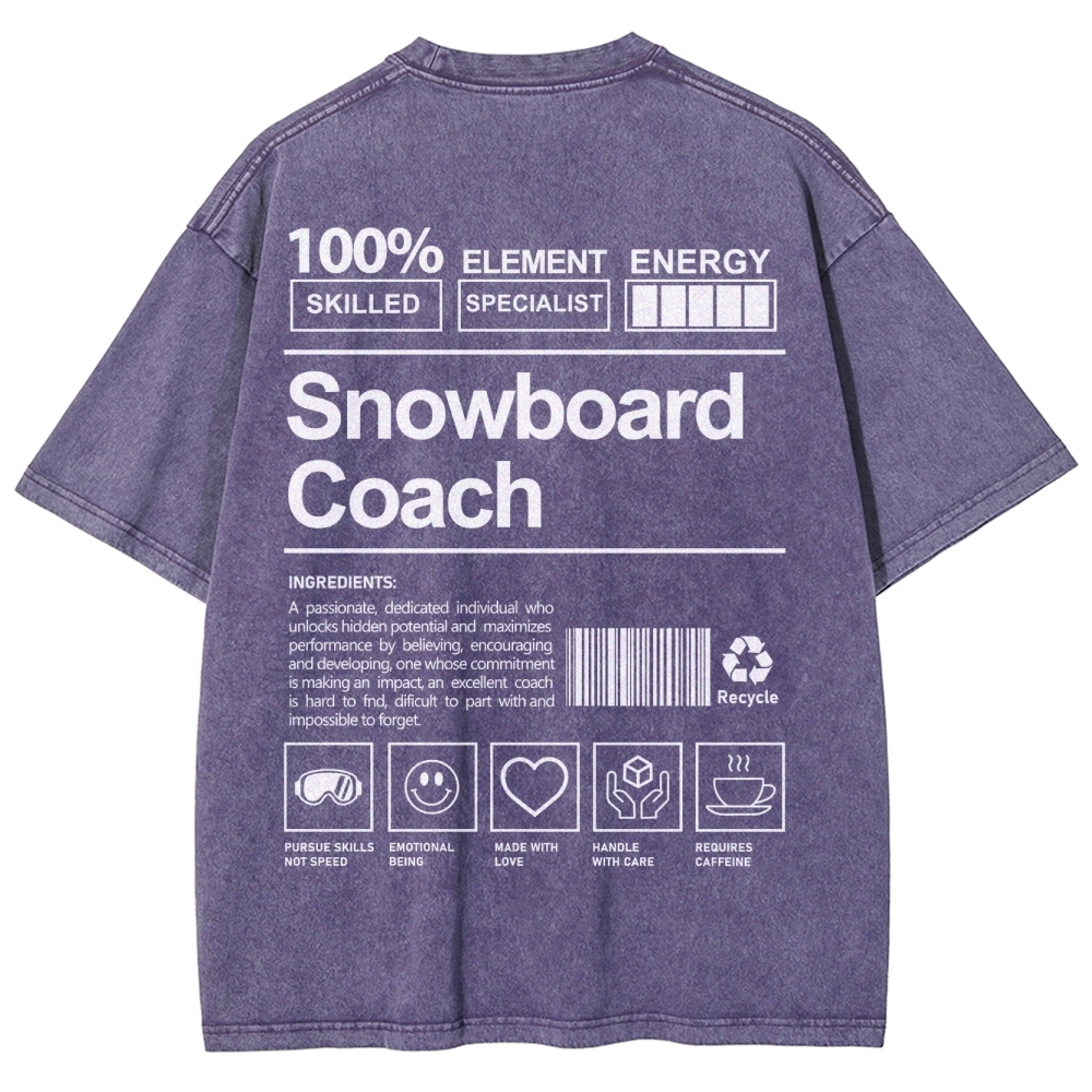 Snowboard Coach Unisex Fit Washed T-Shirt-moweekender