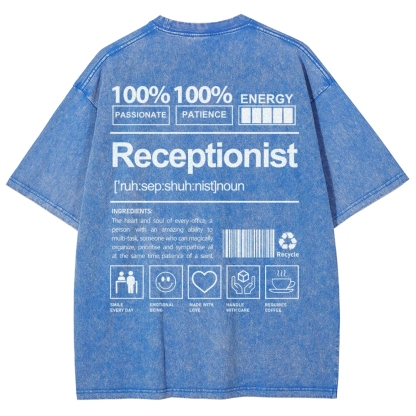 Receptionist Unisex Fit Washed T-Shirt-moweekender