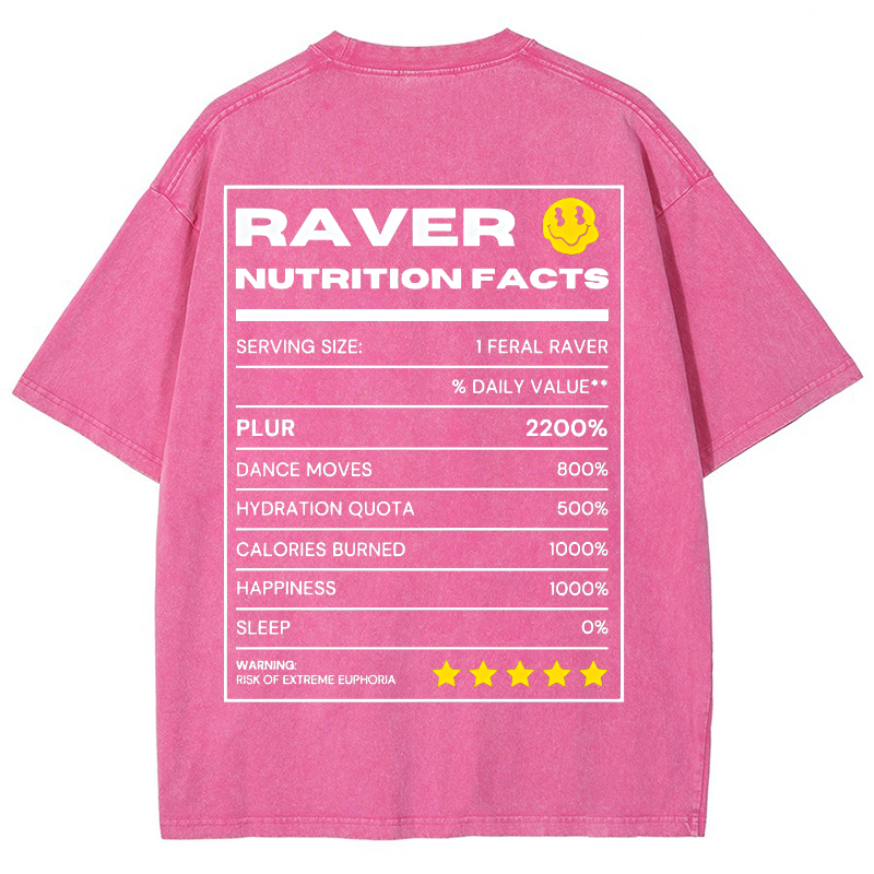 RAVER NUTRITION FACTS Vintage Snowflake Washed T-Shirt-moweekender