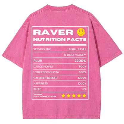 RAVER NUTRITION FACTS Vintage Snowflake Washed T-Shirt-moweekender