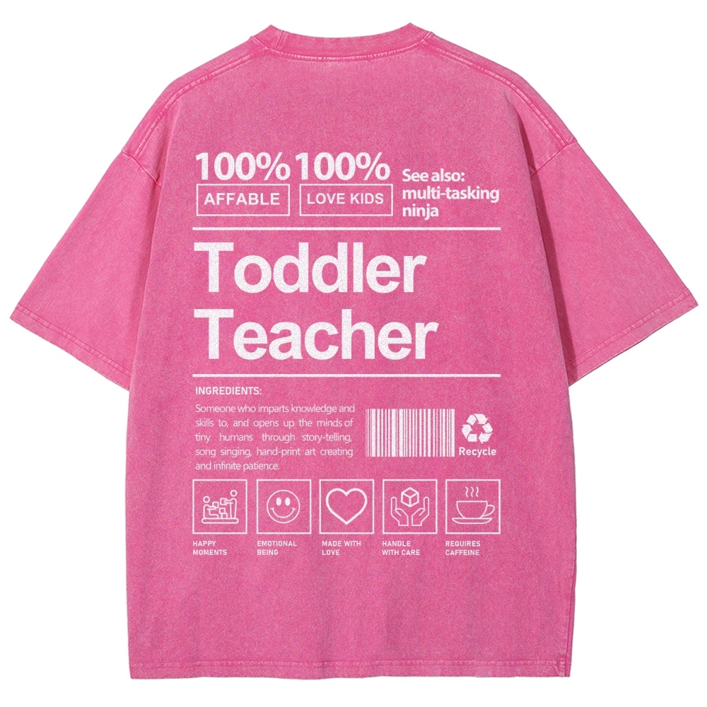 Toddler Teacher Unisex Fit Washed T-Shirt-moweekender