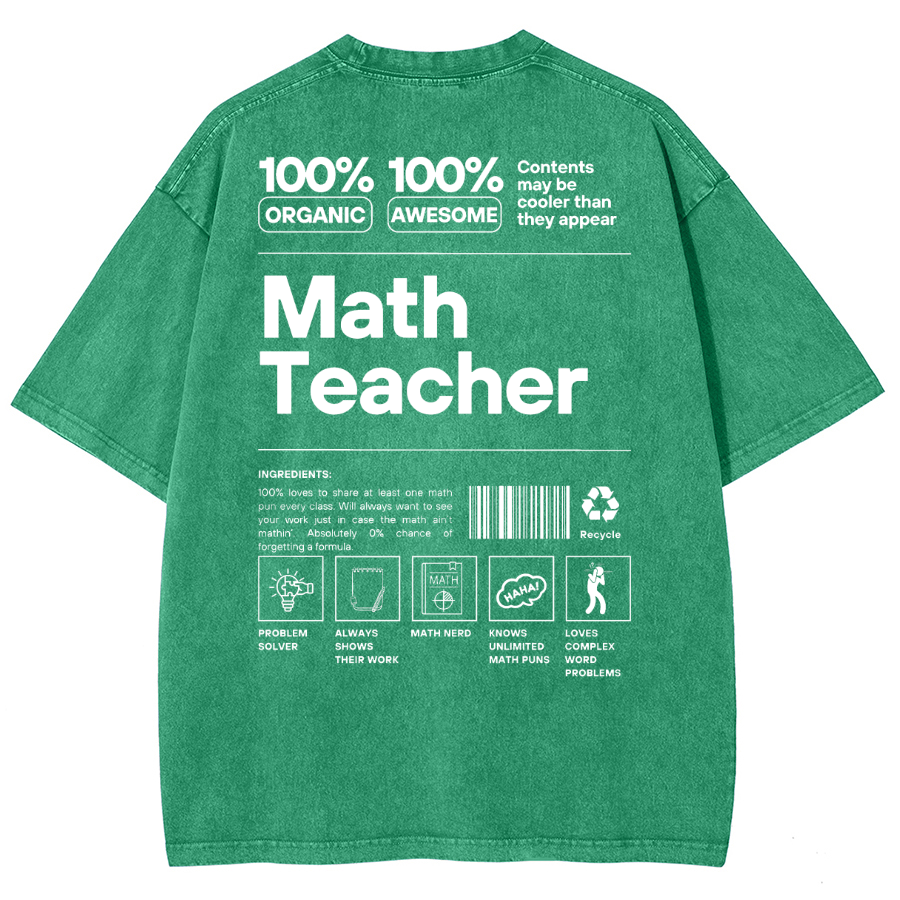 Math Teacher Unisex Fit Washed Oversized T-Shirt-moweekender
