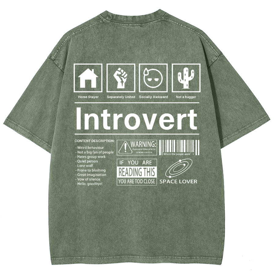 Introvert Label Wall Unisex Fit Washed Oversized T-Shirt-moweekender