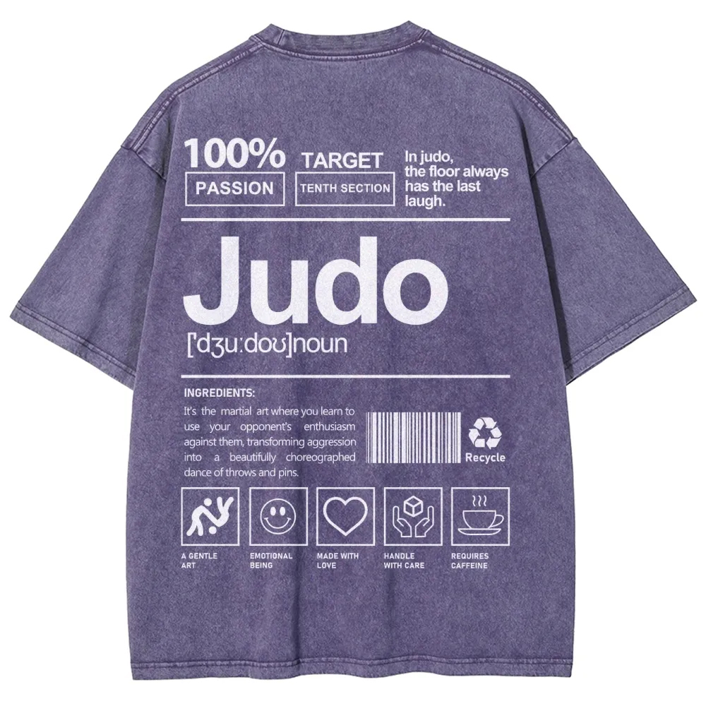 Judo Pattern Washed Vintage Short Sleeves T-Shirt-moweekender