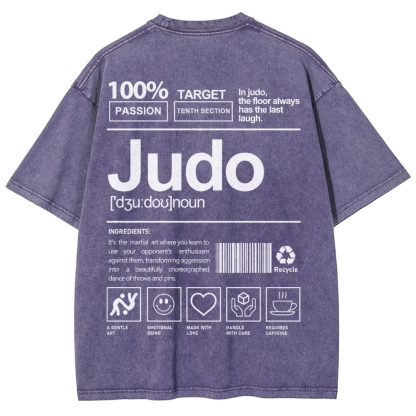 Judo Pattern Washed Vintage Short Sleeves T-Shirt-moweekender