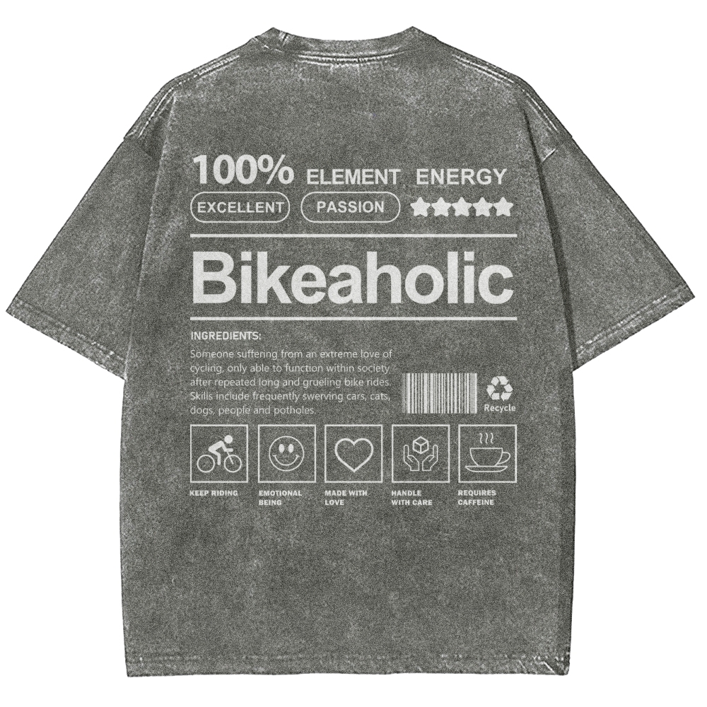 Bikeaholic Unisex Fit Washed T-Shirt-moweekender