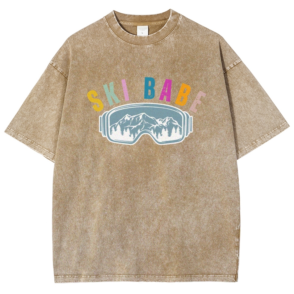 Ski Unisex Fit Washed T-Shirt-moweekender