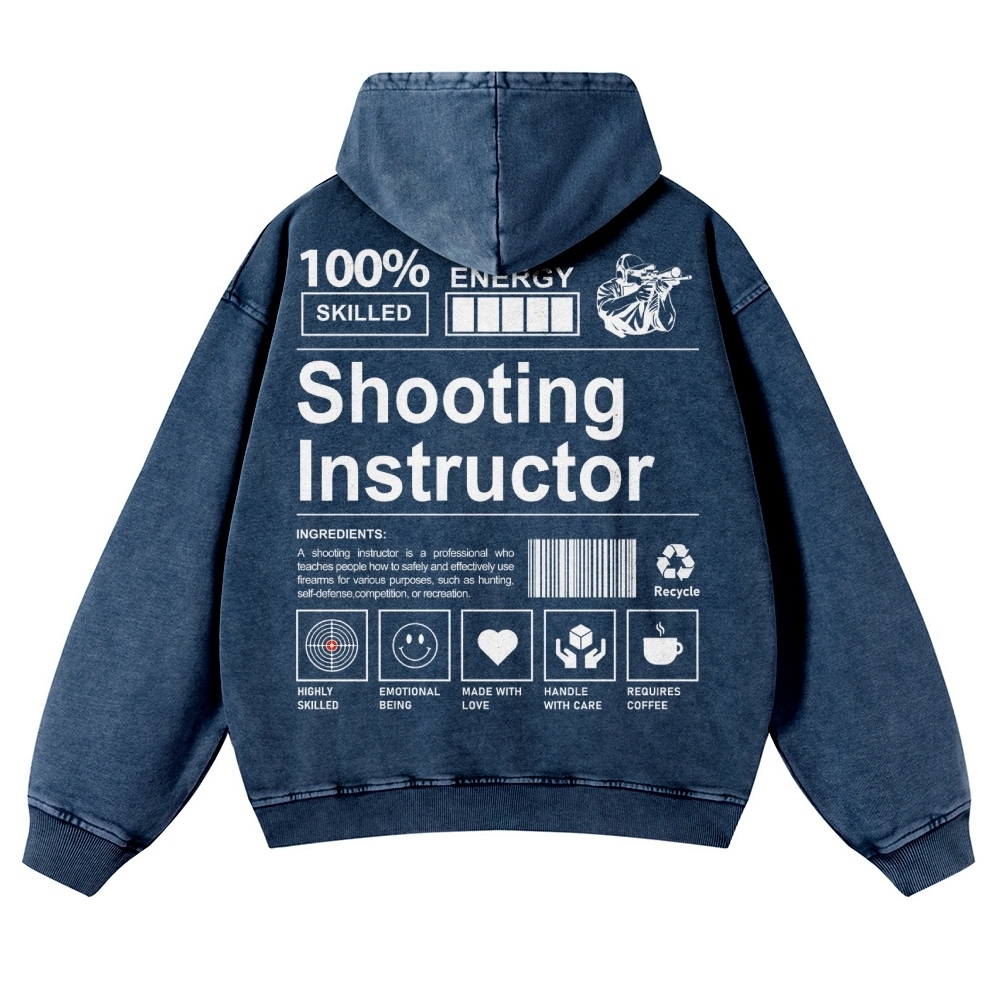 Shooting Instructor Printed Vintage Washed Hoodie-moweekender