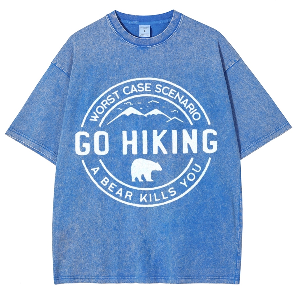 Go Hiking Vintage Snowflake Washed T-Shirt-moweekender