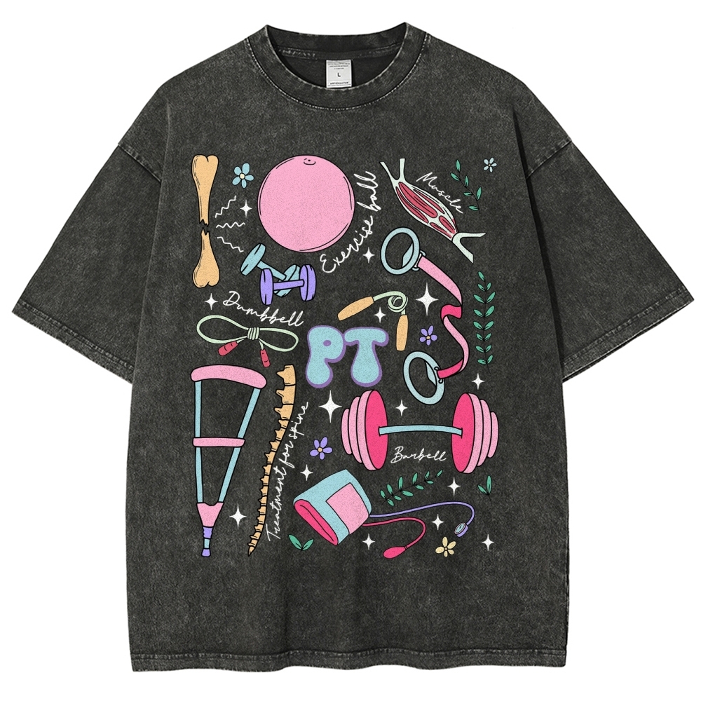 Physical Therapy Unisex Fit Washed T-Shirt-moweekender