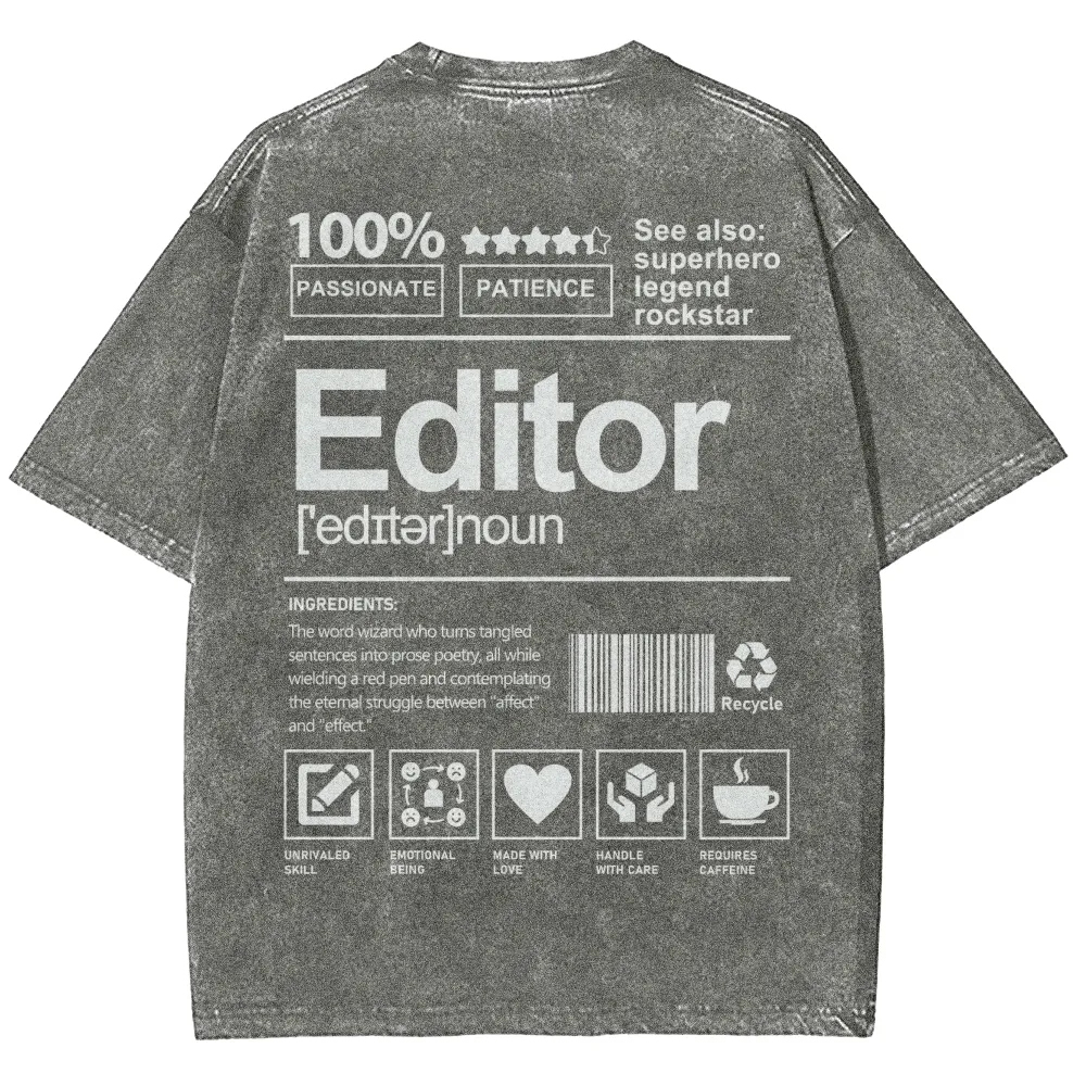Editor Pattern Washed Vintage Short Sleeves T-Shirt-moweekender