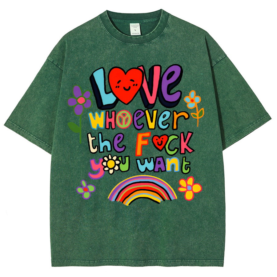 Love Whatever What Unisex Fit Washed Oversized T-Shirt-moweekender