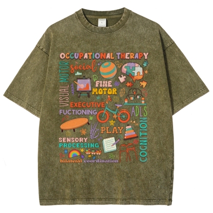 Occupational Therapist Unisex Fit Washed T-Shirt-moweekender