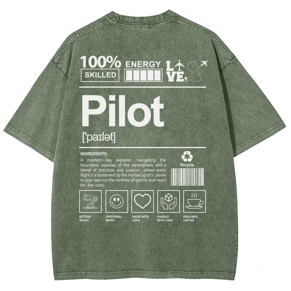 Pilot Unisex Fit Washed T-Shirt-moweekender