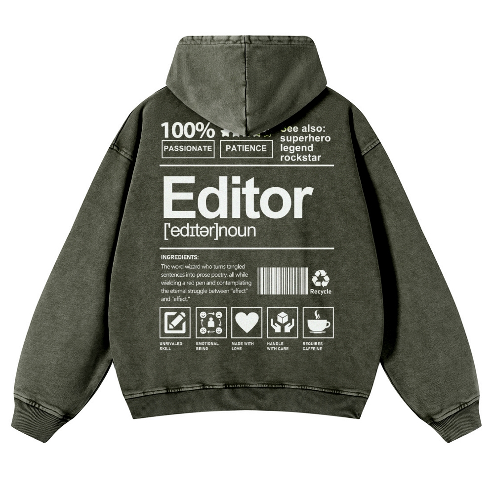 Editor Printed Vintage Washed Hoodie-moweekender