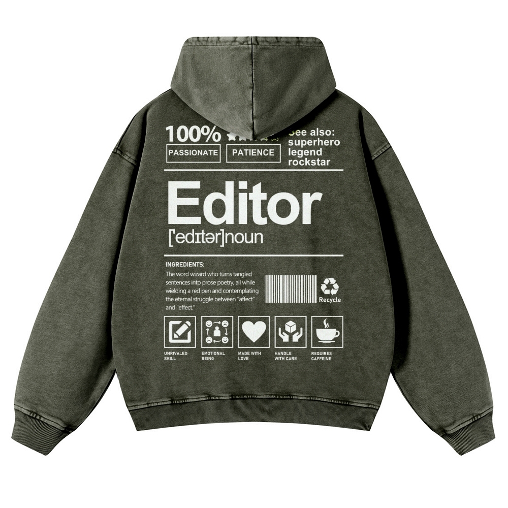 Editor Printed Vintage Washed Hoodie-moweekender
