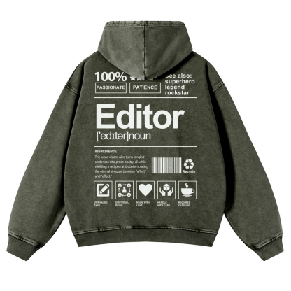 Editor Printed Vintage Washed Hoodie-moweekender