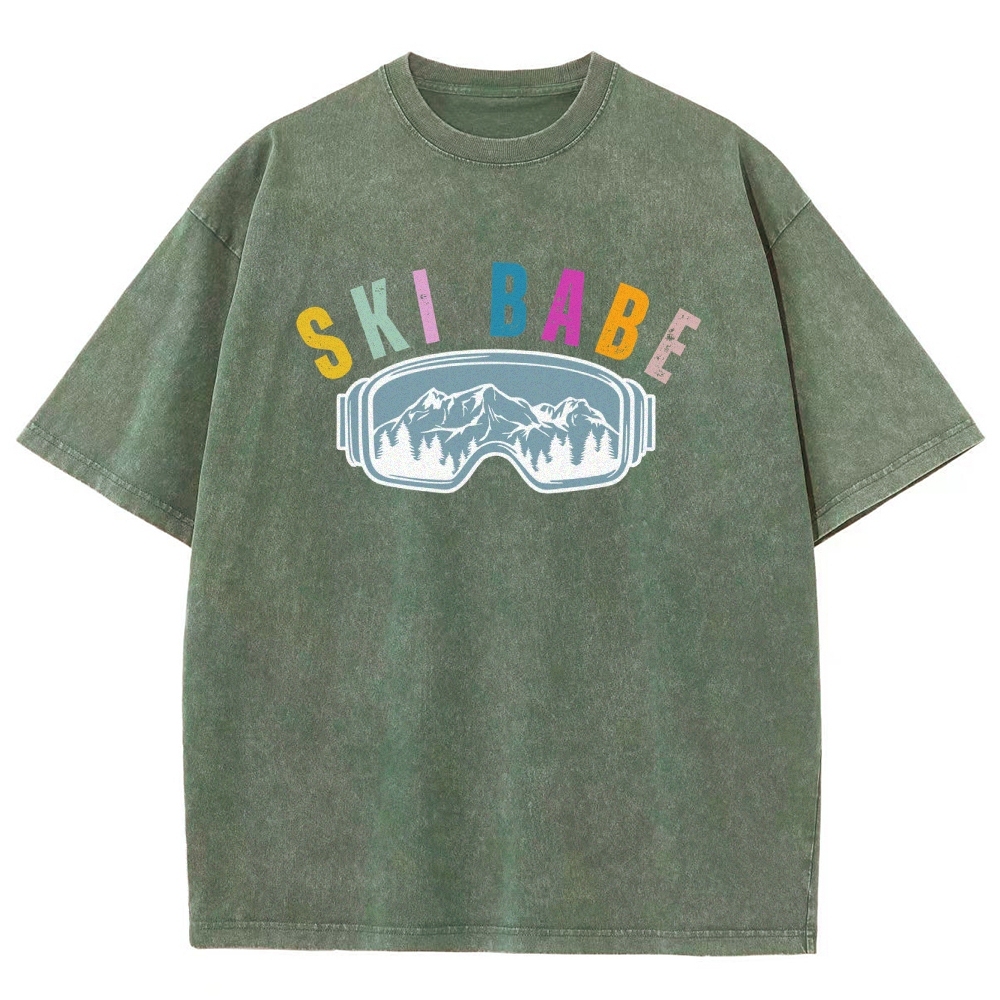 Ski Unisex Fit Washed T-Shirt-moweekender