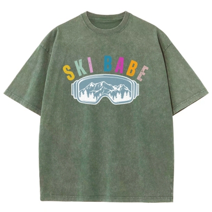 Ski Unisex Fit Washed T-Shirt-moweekender
