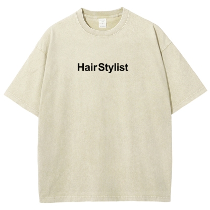 Hair Stylist Washed Vintage Short Sleeves T-Shirt-moweekender