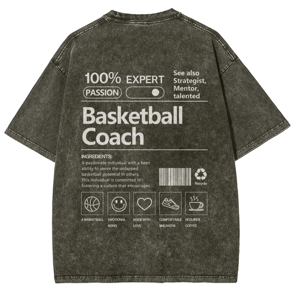 Basketball Coach Unisex Fit Washed T-Shirt-moweekender