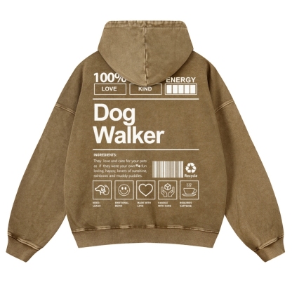 Dog Walker Printed Vintage Washed Hoodie-moweekender