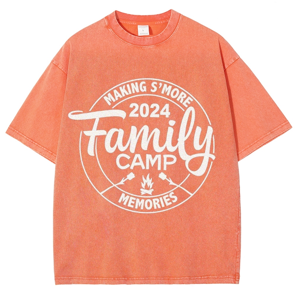 Family Camp Vintage Snowflake Washed T-Shirt-moweekender