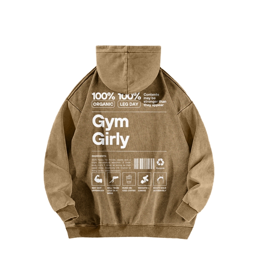 Gym Girl Washed Long Sleeved Hoodie-moweekender