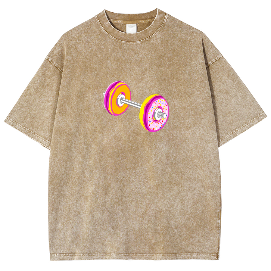 Barbell Donuts Unisex Washed T-Shirt-moweekender