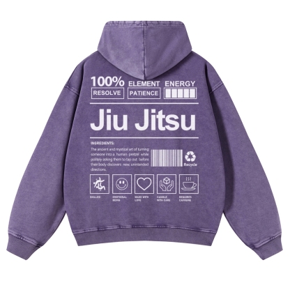 Jiu Jitsu Printed Vintage Washed Hoodie-moweekender