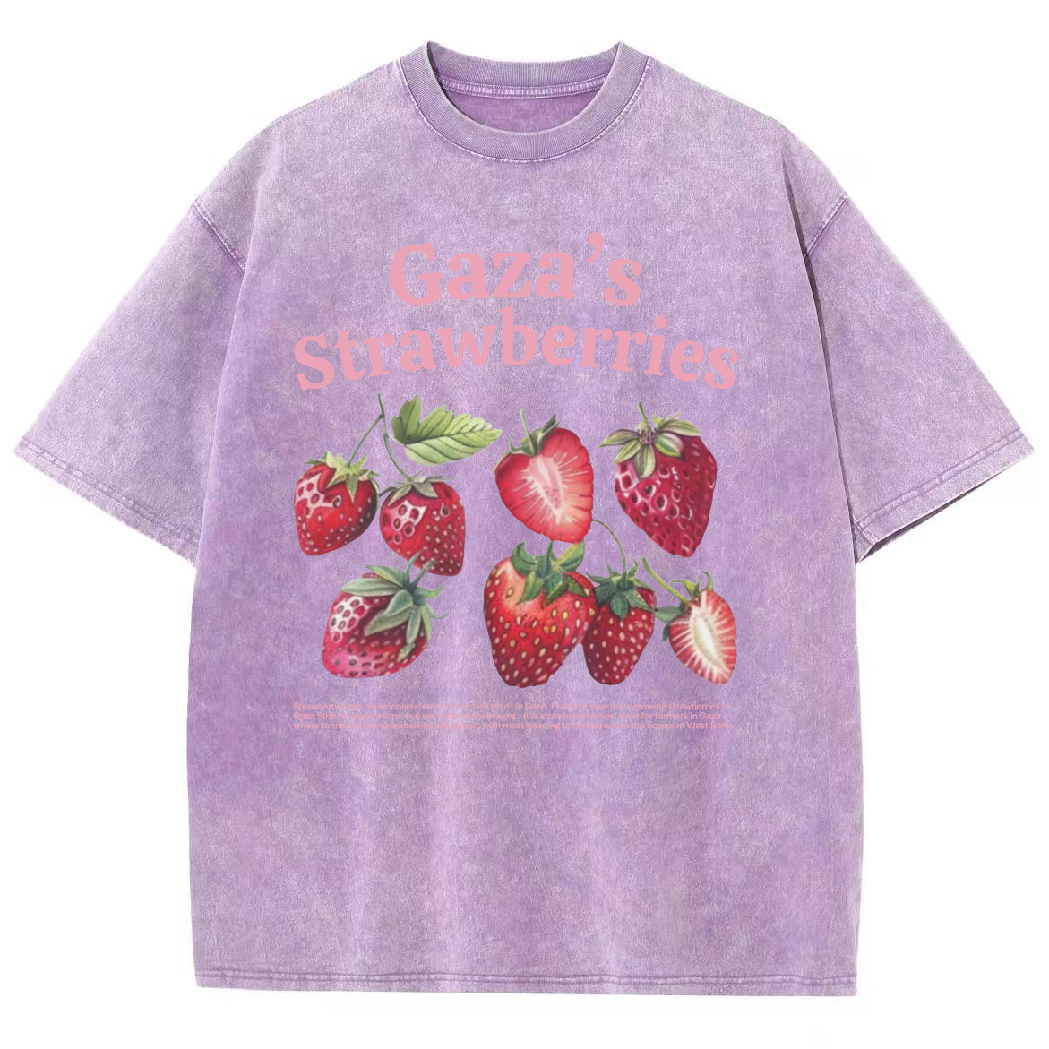 Gaza's Strawberries Fruits Unisex Fit Washed Oversized T-Shirt-moweekender