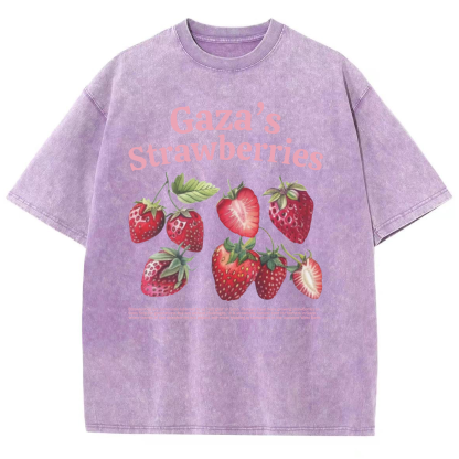 Gaza's Strawberries Fruits Unisex Fit Washed Oversized T-Shirt-moweekender