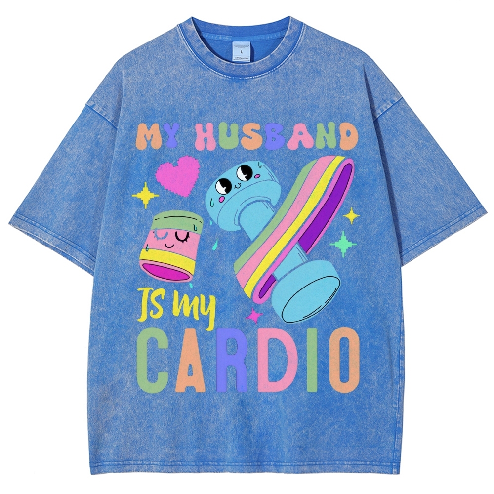 My Husband Is My Cardio Vintage Snowflake Washed T-Shirt-moweekender