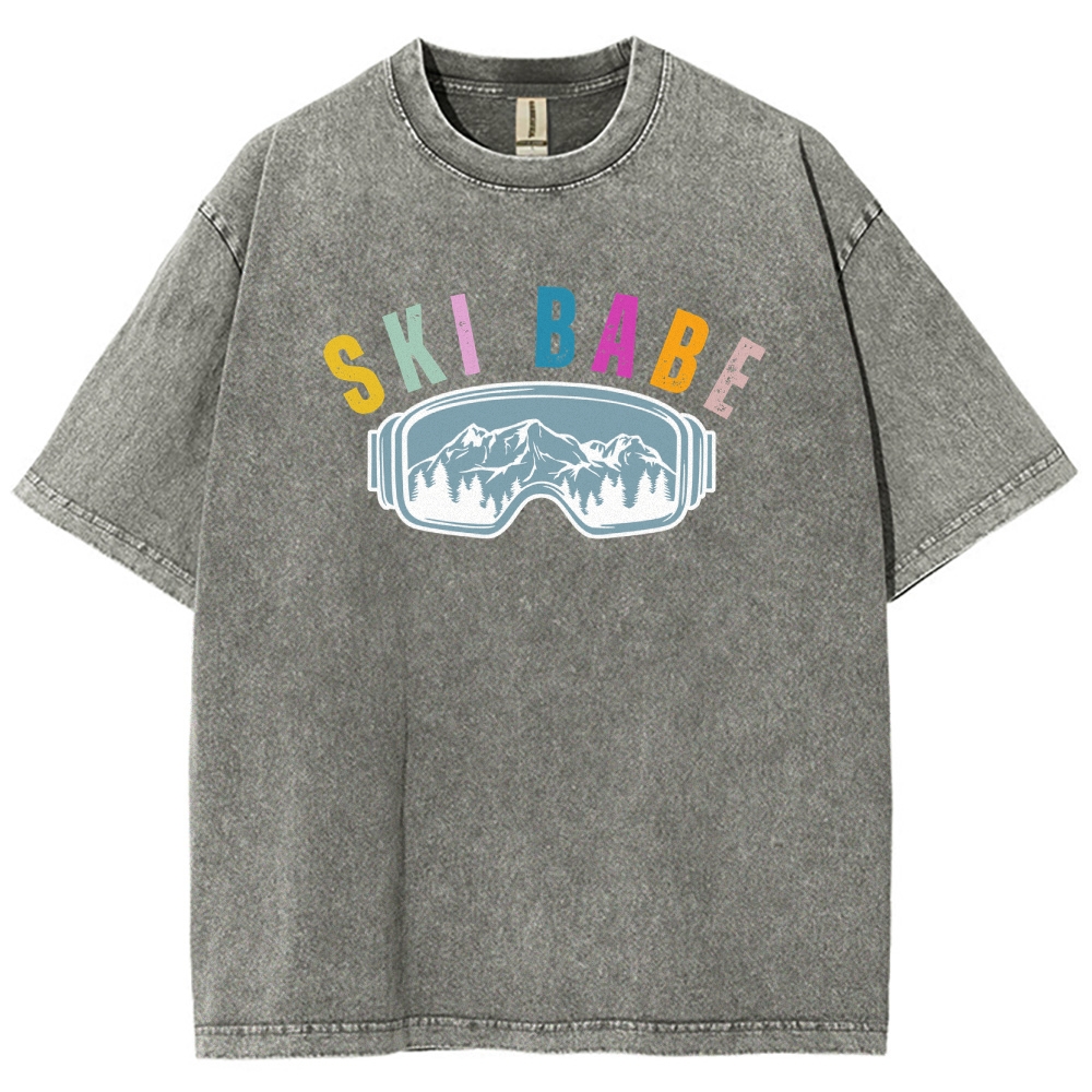 Ski Unisex Fit Washed T-Shirt-moweekender