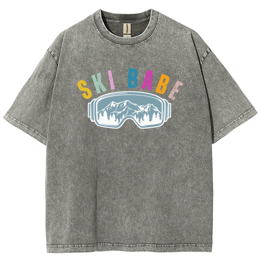 Ski Unisex Fit Washed T-Shirt-moweekender