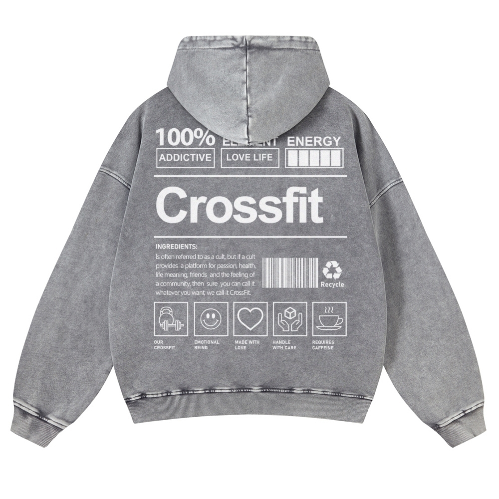Crossfit Printed Vintage Washed Hoodie-moweekender