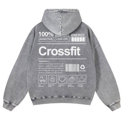 Crossfit Printed Vintage Washed Hoodie-moweekender