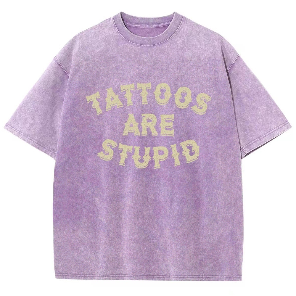 Tattoos are Stupid Vintage Snowflake Washed T-Shirt-moweekender